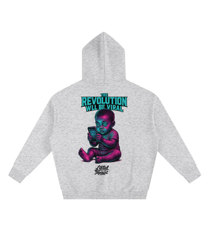 The revolution will be viral, gray oversize hoodie