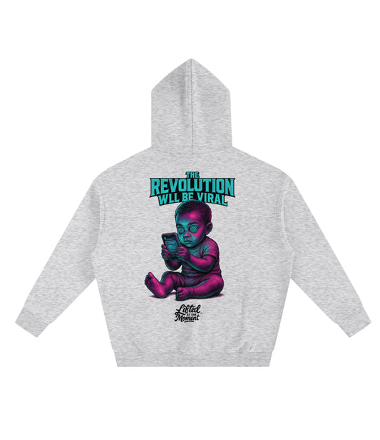 The revolution will be viral, gray oversize hoodie
