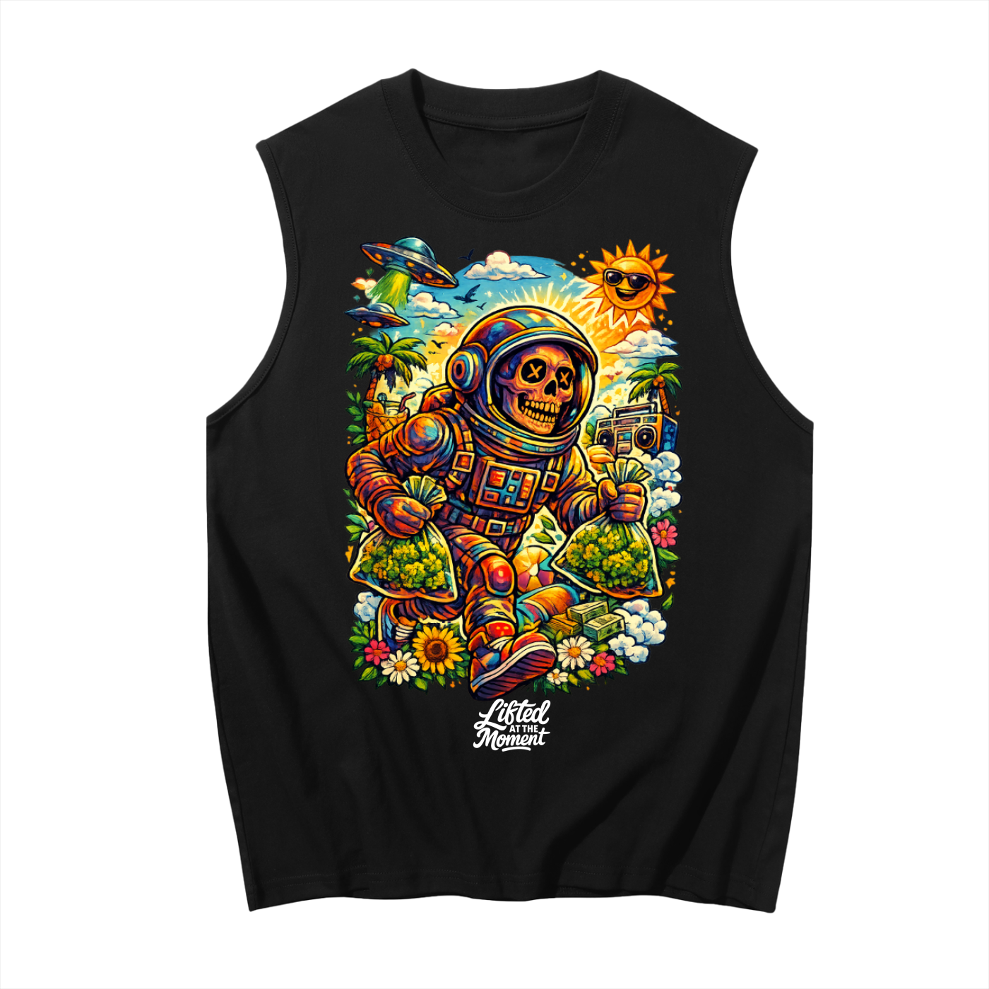 The Outer Space Oasis   Men's Sleeveless Cotton Tank Top