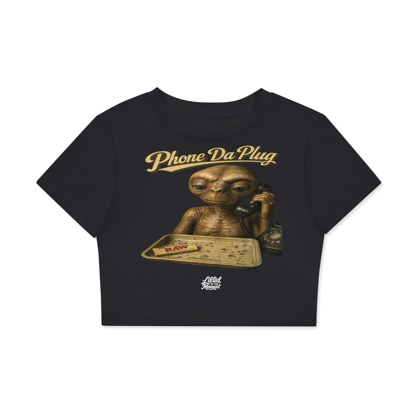 Females Phone Da Plug Crop Cotton T-Shirt